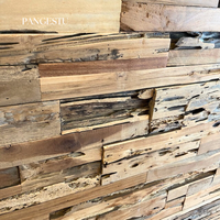 Panneau mural 3D insonorisant en bois de teck recyclé rustique, géométrique et moderne, texture naturelle irrégulière, fait main, pour appartement et villa