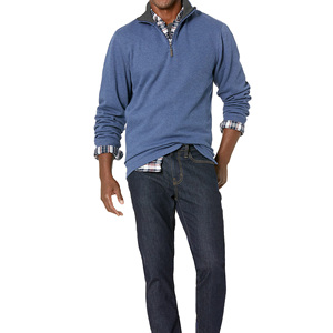 Custom Logo Cotton Polyester Casual Sport Color Matching Oversized 1/4 Quarter <b>Half</b> <b>Zip</b> Cotton Blended <b>Men</b> Cotton <b>Sweatshirt</b> - Product Image 3