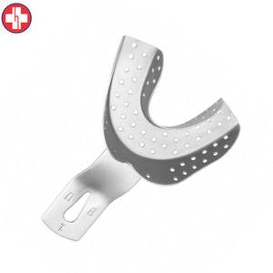 Bandeja de impresión dental inferior con borde perforado XXS Tamaño 55mm x 47mm Acero inoxidable - Product Image 2