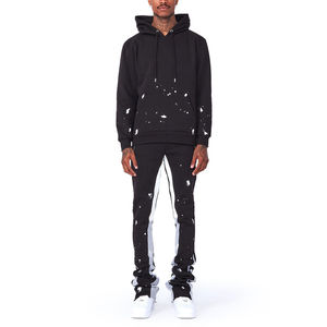 Ensemble de survêtements évasés à manches longues et confortables pour hommes, streetwear avec logo personnalisé et techniques imprimées pour l'hiver - Product Image 1