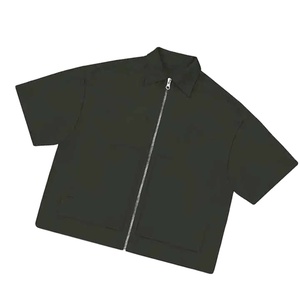 Sweat-shirt décontracté vintage pour homme, respirant, à col zippé, surdimensionné, à manches courtes pour chemise - Product Image 1