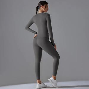 Nouveau Ensemble 2 Pièces Manches Complètes pour Femmes Slim Fit Design Tendance Gym Yoga Ensemble Personnaliser Décontracté Vente en Gros Workout Survêtement - Product Image 2