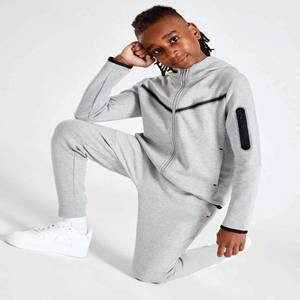 Custom Brand Logo <b>Boys</b> Tech Fleece Tracksuit 69% Cotton 31% Polyester Heather <b>Grey</b> Full Zip Hoodie <b>Joggers</b> Sweatpants Winter - Product Image 2