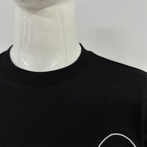 Haute qualité 100% coton grande taille hommes t-shirts Logo personnalisé impression broderie noir unisexe surdimensionné T-Shirt court - Product Image 2