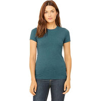 BELLA + CANVAS 6004Essentials Kaos Wanita Slim-Fit Denim Lengan Pendek Kerah Bulat dengan Detail Lubang Katun Maroon Kasual