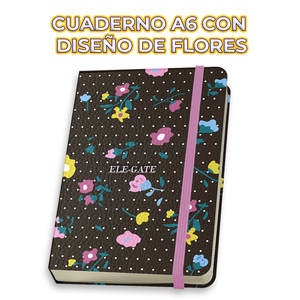 Quaderno Flirty Flowers con 75 Fogli a Righe, Copertina in Pelle e Lino, Rilegatura a Cucitura o Termica per Uso Scolastico o Diario - Product Image 3