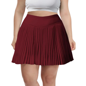 Jupe-short de tennis grande taille pour femme, vêtement de sport, taille haute, plissée, avec short intégré, extensible, pour l'entraînement, logo personnalisé - Product Image 3