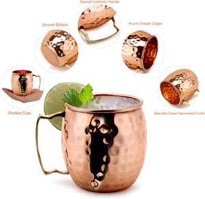 koi 2025 Hot Selling 100% Pure <b>Moscow</b> <b>Mule</b> Mug Copper with Brass Handle Hammered <b>Cups</b> Kitchen Barware for Cocktail Wedding Gift - Product Image 2