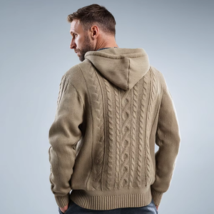 Suéteres de Punto Personalizados de Alta Calidad para Hombre, Cárdigan Grueso de Algodón con Cuello Camisero y Botones, Manga Larga, Holgado, para Invierno - Product Image 3