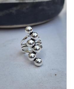 แหวนลูกบอลสีเงินหลายอันทำด้วยมือแหวนซ้อนกันได้แบบมินิมอลทำด้วยมือ925สำหรับผู้หญิงเครื่องประดับแฟชั่นของขวัญครบรอบ - Product Image 2
