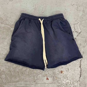 Short de sport personnalisé de meilleure qualité en coton éponge français personnalisé Short de sport pour homme avec cordon de serrage lavage à l'acide Short vintage à bord brut - Product Image 1