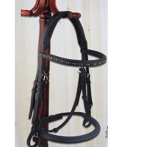 Brida Lisa De Cuero Negro, tubería azul real, brida de cuero occidental de alta calidad, Headstall resistente occidental - Product Image 1