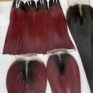 Extensions de cheveux vierges Remy Super Double Drawn, trame double cousue à la machine, lisses comme des baguettes, couleur personnalisable, matière dentelle HD, vietnamienne - Product Image 2