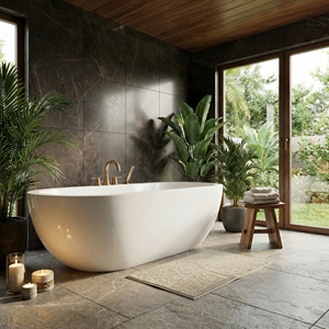 Baignoire autoportante Salvere FW-7702-60 - Moderne, durable, écologique, ovale, en acrylique, pour usage intérieur - Product Image 5