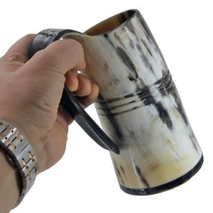 Taza de cuerno de buey auténtica de estilo vikingo, jarra Medieval hecha a mano para cerveza Ale, Juego de tronos, técnica pulida - Product Image 5