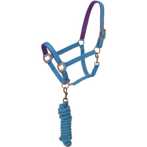 Néoprène rembourré cheval licou plomb corde ensemble Antique laiton matériel doux muserolle couronne chevaux poneys poulains Premium - Product Image 5