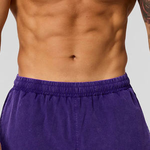 Shorts de sport pour homme personnalisés, lavage à l'acide, style streetwear vintage, motif uni, taille élastique, respirant, shorts d'entraînement, shorts en vente - Product Image 2