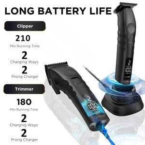 Tondeuse professionnelle sans fil 2-en-1 pour barbe et cheveux, 2 vitesses, avec écran LCD et lames amovibles (version US) - Product Image 5