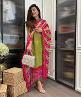 Nouvel ensemble Salwar Kameez vintage simple pour femmes, 3 pièces, Kurta de soirée longue, séchage rapide, vêtements indiens pour femmes