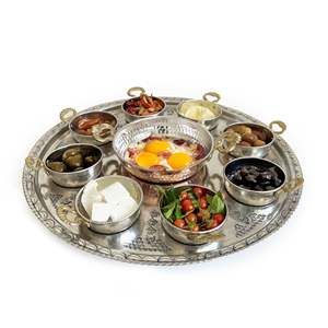 Ensemble de présentation de petit-déjeuner Shark Anatolia avec plateau, poêle en cuivre à fond épais de 16 cm, 8 bols en cuivre avec poignée en laiton - Product Image 3
