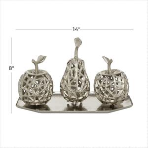 Pièce maîtresse de table à fruits argentée moderne présentoir artistique en métal pour la décoration intérieure de la maison, de la cuisine, du bureau et des cadeaux - Product Image 5