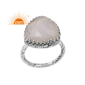 Dernières tendances en argent sterling oxydé naturel arc-en-ciel pierre de lune pierre précieuse bague empilable fabricant de bijoux personnalisés - Product Image 1