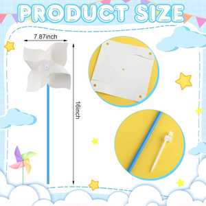 Kit de Manualidades de Molinillos de Viento para Niños con Papel de Colores y Materiales Seguros No Tóxicos, Divertido y Creativo Juego de Actividades Artísticas - Product Image 3