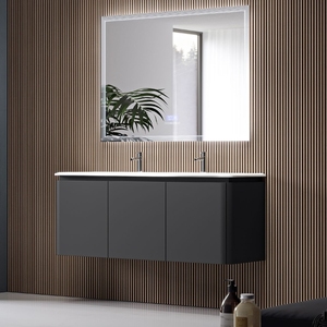 Meuble de base pour lavabo de salle de bain Marilyn 140 cm avec 6 tiroirs à fermeture amortie Couleur noir graphite Dimensions 140x48x55 cm - Product Image 3