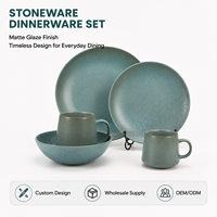 Services de table en céramique mate européens de 16 pièces avec un design moderne et solide, réutilisables, couleur personnalisable