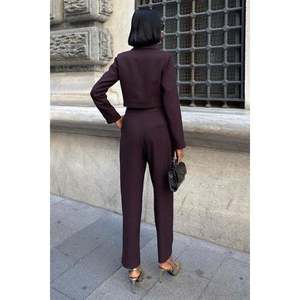 Women's Premium Crop <b>Jacket</b> and Vintage Button-Down <b>Suit</b> Set 10239 - Product Image 4