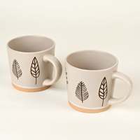Ensemble de 2 tasses à café en céramique minimalistes en chêne et olivier, motif feuille peint à la main, vaisselle de luxe, passe au lave-vaisselle, cadeaux sublimes
