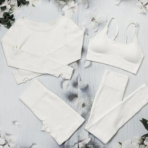 ชุดโยคะออกกำลังกาย3ชิ้นพร้อมกางเกงขาสั้นหลากสีคุณภาพดีไซน์โลโก้ - Product Image 5