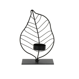 Portavelas moderno elegante en forma de hoja, marco de alambre metálico de color dorado, candelabro decorativo de mesa para decoración del hogar - Product Image 4