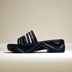 Cuñas casuales negras 759 BK Sandalias de tacón con punta abierta transpirable con forro de cuero genuino y material superior de mezclilla - Product Image 4