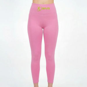 Leggings de sport taille haute rose pastel pour femmes, pantalon de yoga personnalisé OEM - Product Image 1