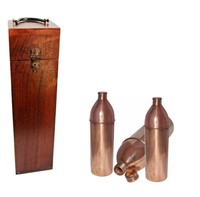 Bouteille d'eau en cuivre pur de 34 oz à boire avec 2 verres en cuivre ayurvédique de qualité supérieure fabriquée à la main en grand cuivre martelé