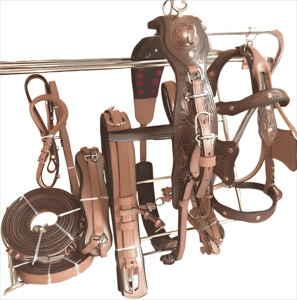 Arnés de Conducción de Cuero Marrón Vintage con Acabado Antiguo. Arnés Acolchado para un Caballo para Conducción Tradicional en Carruaje - Product Image 2