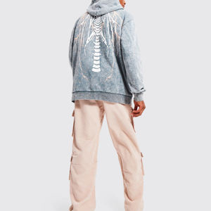 เสื้อมีฮู้ดสำหรับผู้ชายผ้าซักกรดแบบสวมหัวมีฮู้ดผ้าฝ้ายผสมกรดเสื้อมีฮู้ดสำหรับผู้ชายโลโก้ที่กำหนดเอง - Product Image 5