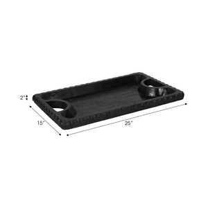 Bandeja de madera de diseño elegante en color carbón oscuro con forma rectangular y textura tejida perfecta para organizar y servir - Product Image 4