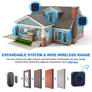 Daytech Détecteur de porte de 800 pieds <span class=keywords><strong>Alarme</strong></span> 55 carillons 5 volumes Carillons de porte <span class=keywords><strong>sans</strong></span> <span class=keywords><strong>fil</strong></span> pour la maison, le bureau et les cliniques étanches - Product Image 4