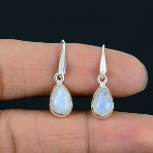 Pendientes giratorios de piedras preciosas de piedra lunar, joyería de plata de ley sólida 925, Pendientes colgantes perfectos para mujer, regalo para Fuego Azul - Product Image 4