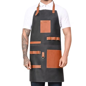 Waterproof and Heatproof Cow Grain <b>Leather</b> Sleeveless <b>Apron</b> for Barbeque and Other Indoor Activities Manufactured in Factory - Product Image 1