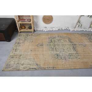 พรมวินเทจขนาด 4.7x9.3 ฟุต พรมตุรกีขนาดใหญ่ พรมขนสัตว์ลายดอกไม้สีเบจฟ้า - Product Image 5