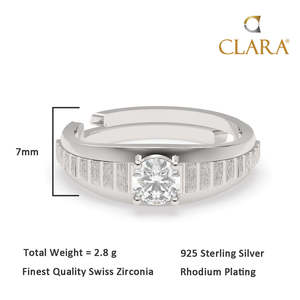 NOVAMART Fine <b>Men's</b> <b>Ring</b> 925 Sterling Silver with Rhodium Plating Bezel <b>Set</b> Diamond and Pearl Cute Style Step Band Wholesale Exp - Product Image 5