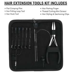 Kit d'extension de cheveux en micro-perles, pinces à sertir plates, crochet de tirage, enfileur, mini salon de coiffure, pinces à cheveux pour le coiffage - Product Image 2