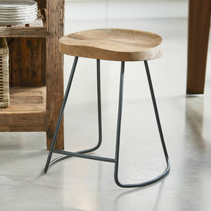 Circular Cross <b>bar</b> Stool With Solid Wood and Metal Crafts <b>bar</b> Chair Living Room Furniture Hotel Chair for Home Decor - Product Image 5