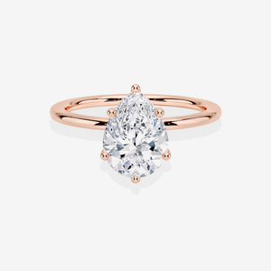 Lab Grown Diamond <b>Ring</b> Pear Cut Classic Solitaire Engagement with 14k Gold Elegant Diamond <b>Rings</b> - Product Image 6