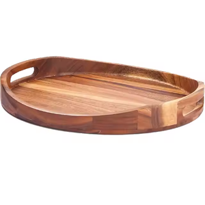 Bandeja de servicio de madera de acacia hecha a mano de alta calidad con asas Bandeja decorativa de madera Venta caliente por glowin fashion - Product Image 3