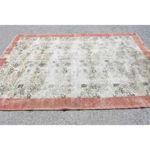 พรมขนสัตว์ตุรกี6FT x 8.9ft วินเทจสีเบจสีส้มการออกแบบการเย็บปะติดปะต่อกันเทคนิคสานแบนสำหรับตกแต่งห้องนั่งเล่นยางขนาด4เมตร - Product Image 3