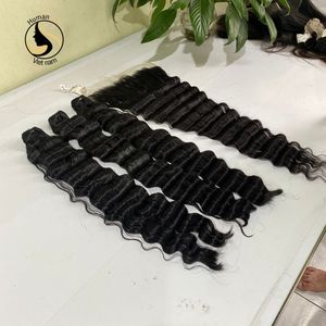 Top Human Hair Vendors Virgin Cuticle Aligned Hair Wavy Swiss HD Lace Frontal With 3 Bundles - Product Image 2